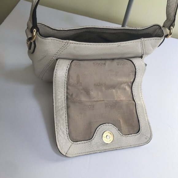 Michael Kors Pebble Leather Small Crossbody Shoulder Bag Mini Handbag White Gold - Picture 6 of 16